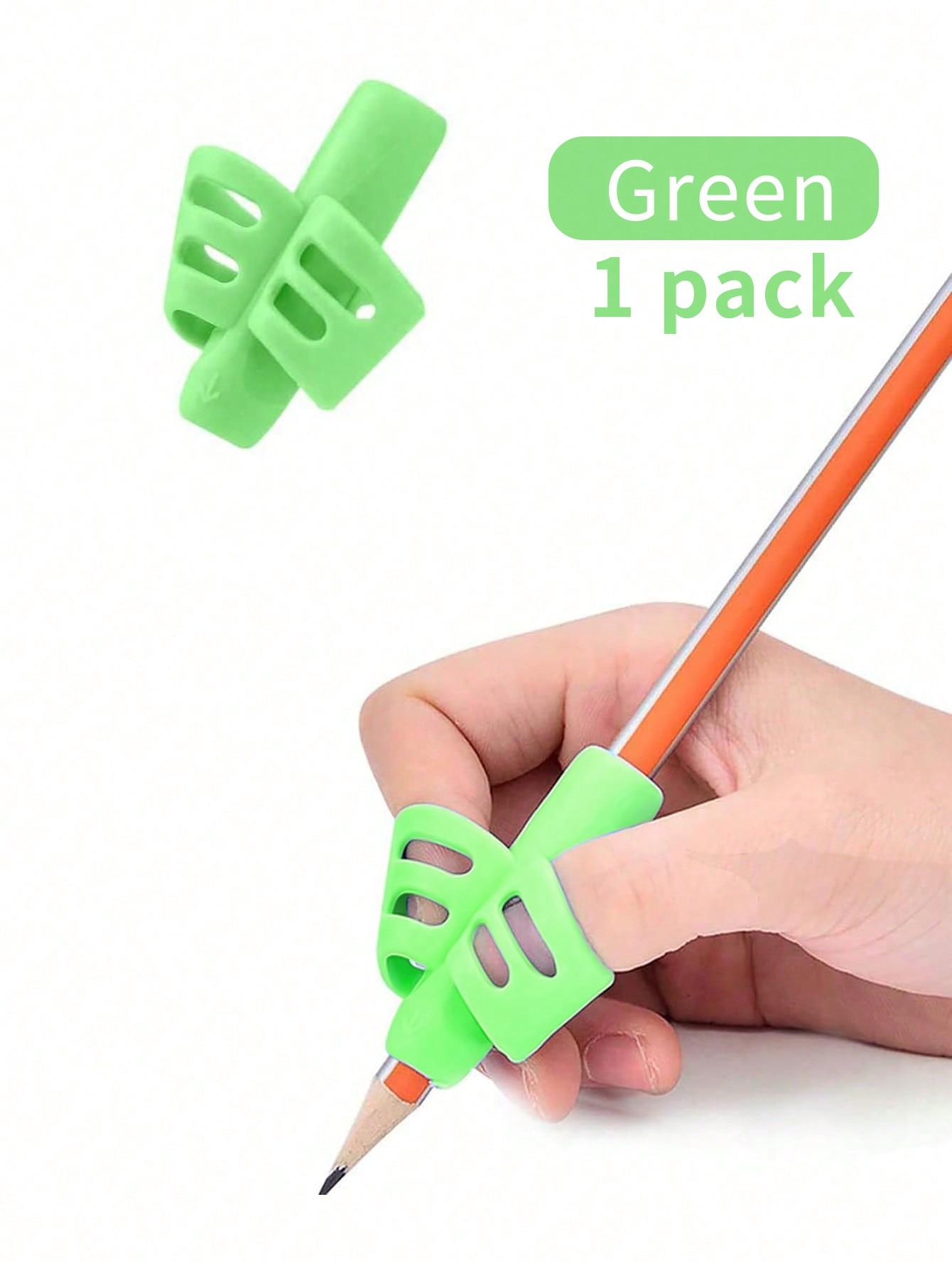 

Children s Calligraphy Practice Double Finger Set Pen Holder To Correct Students Writing Posture Soft Glue Pen Cover 1PCS зелёный