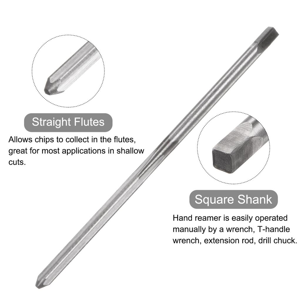Uxcell Hand 2mm H8 Metric Reamer Drill Straight Flute High Speed Steel Tool for Metal Wood Hole Reaming Reamer, Bit, (HSS)