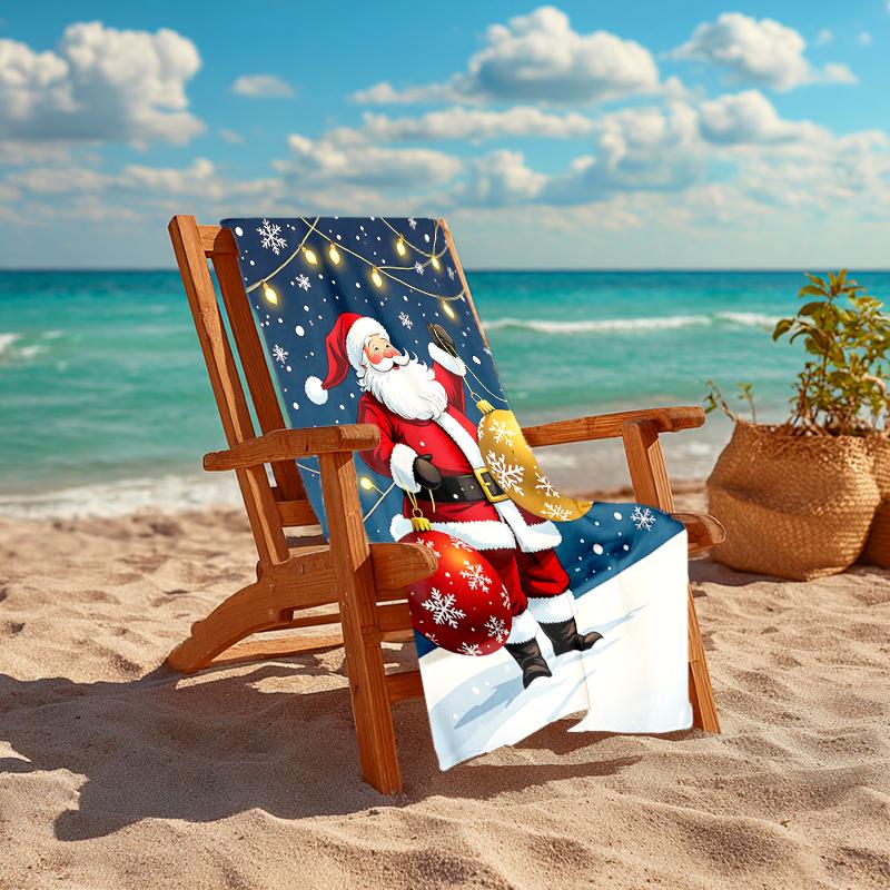 1Pc Santa Claus Ornaments Beach Towel, Quick Dry, Multi-Use for Beach Pool Gym Yoga Home Travel, Christmas, Halloween, Xmas Gift S287