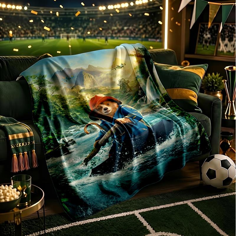 Paddington Adventures Throws Blanket Flannel Blankets Plush for Couch Bed Gifts for Men Women Travel picnic blanket Christmas fan gifts