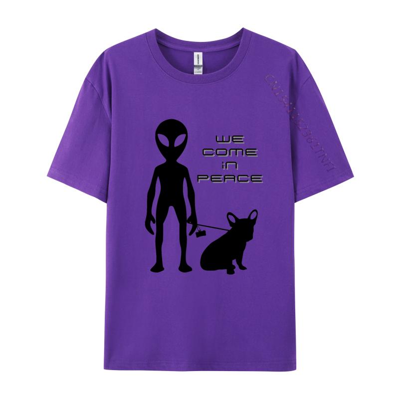 We Come In Peace Alien French Bulldog Tshirt Funny Fitted Puppy Lovers T Shirts Men Anime Printed Vintage Tee Tops Cotton