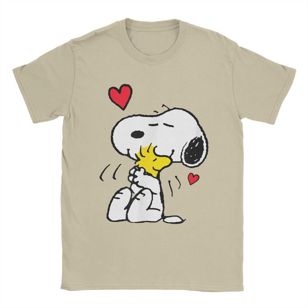 Snoopys Lots Of Love T Shirts Unisexs Cotton Fashion Tshirts Crew Neck Tees Short Sleeve Tops Big Size