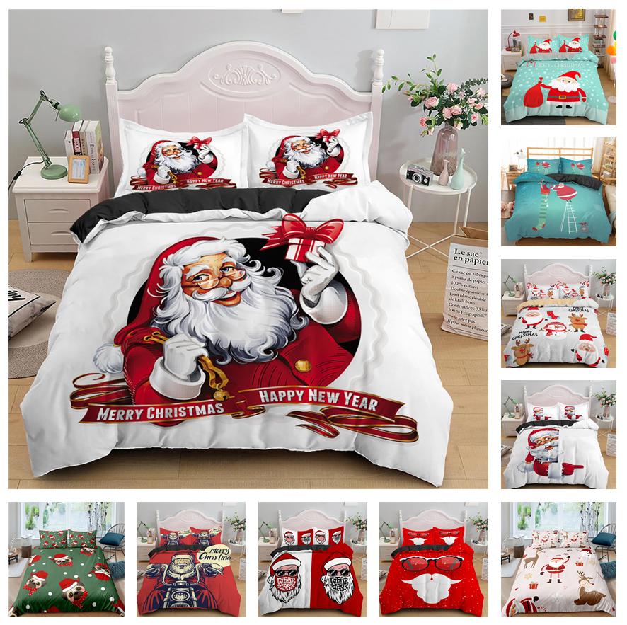 

3D Рождественский комплект постельного белья Рождественская атмосфера Украшение HD Печать Пододеяльник 2/3 шт. AU/EU/US/UK/DE Полноразмерное мягкое украшение для дома Baby 100x135cm