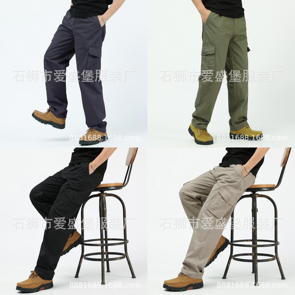 Men Casual Pants With Cotton Material For Middleaged Adults Spring Autumn Wear