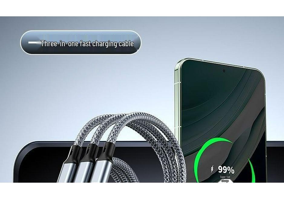 2m Multi-functional 3-in-1 Fast Charging Cable: USB-C & Android Compatible Charger