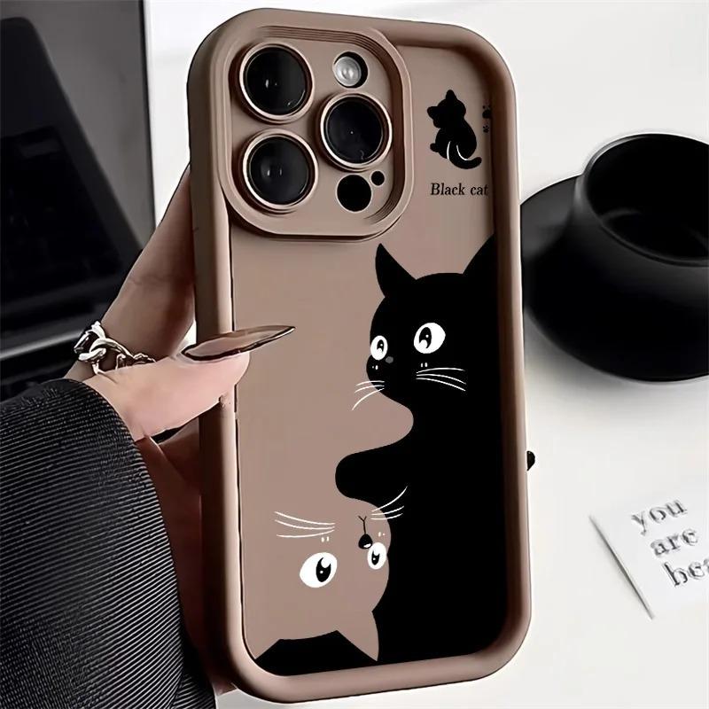 Süße Cartoon-Katze-Softphone-Hülle für iPhone 15 Pro Max Hüllen iPhone 14 13 12 11 Pro Max XS Max XR X 7 8 Plus SE Stoßfeste Hülle