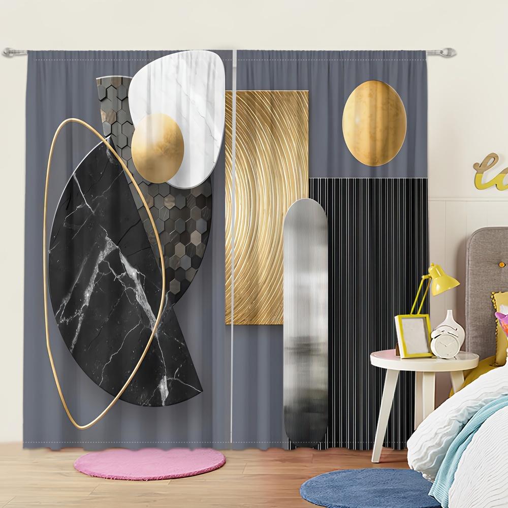 2 szt. Abstrakcyjny Geometryczny Nadruk Artystyczny Zasłony z Kieszeniami na Karnisz Drukowane Cyfrowo Zasłony do Salonu Sypialni Gabinetu Jadalni