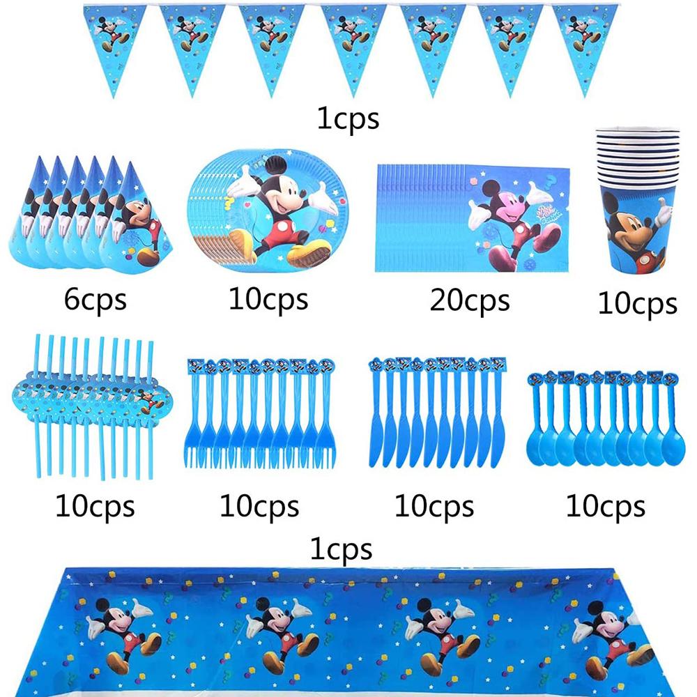 Mickey Mouse Birthday Party Tableware Set Party Plates Cups Napkins Party Dishes