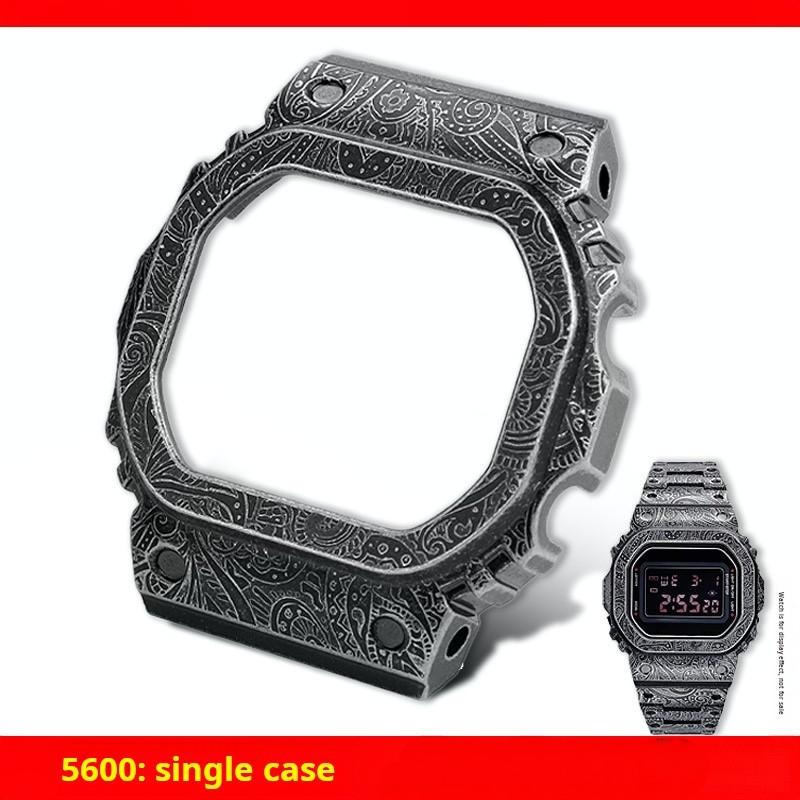 For Casio G-Shock 3299 DW5600 DW-5610 Bezel Frame Mod Kit GW-M5610 GMW-B5000 Modified Paisley Pattern Stainless Steel Case Strap