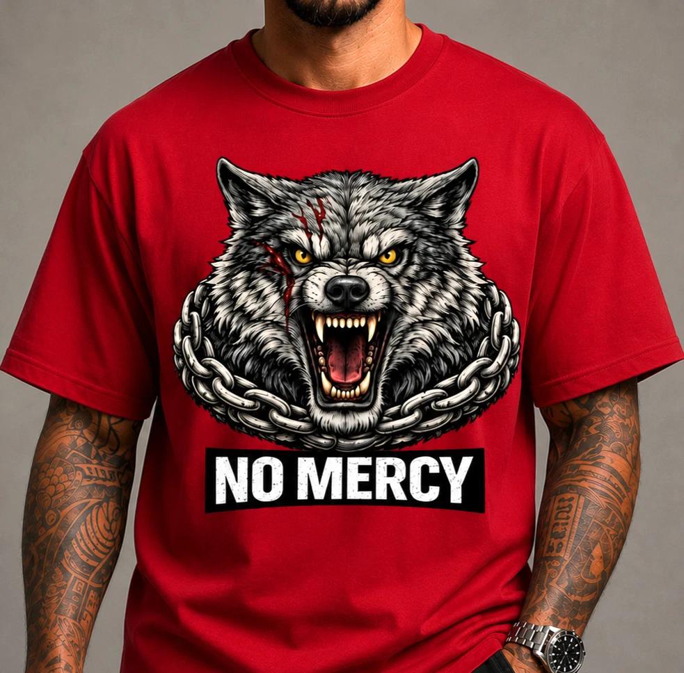 Wolf No Mercy Shirt Fierce Animal Graphic Tee Streetwear XL