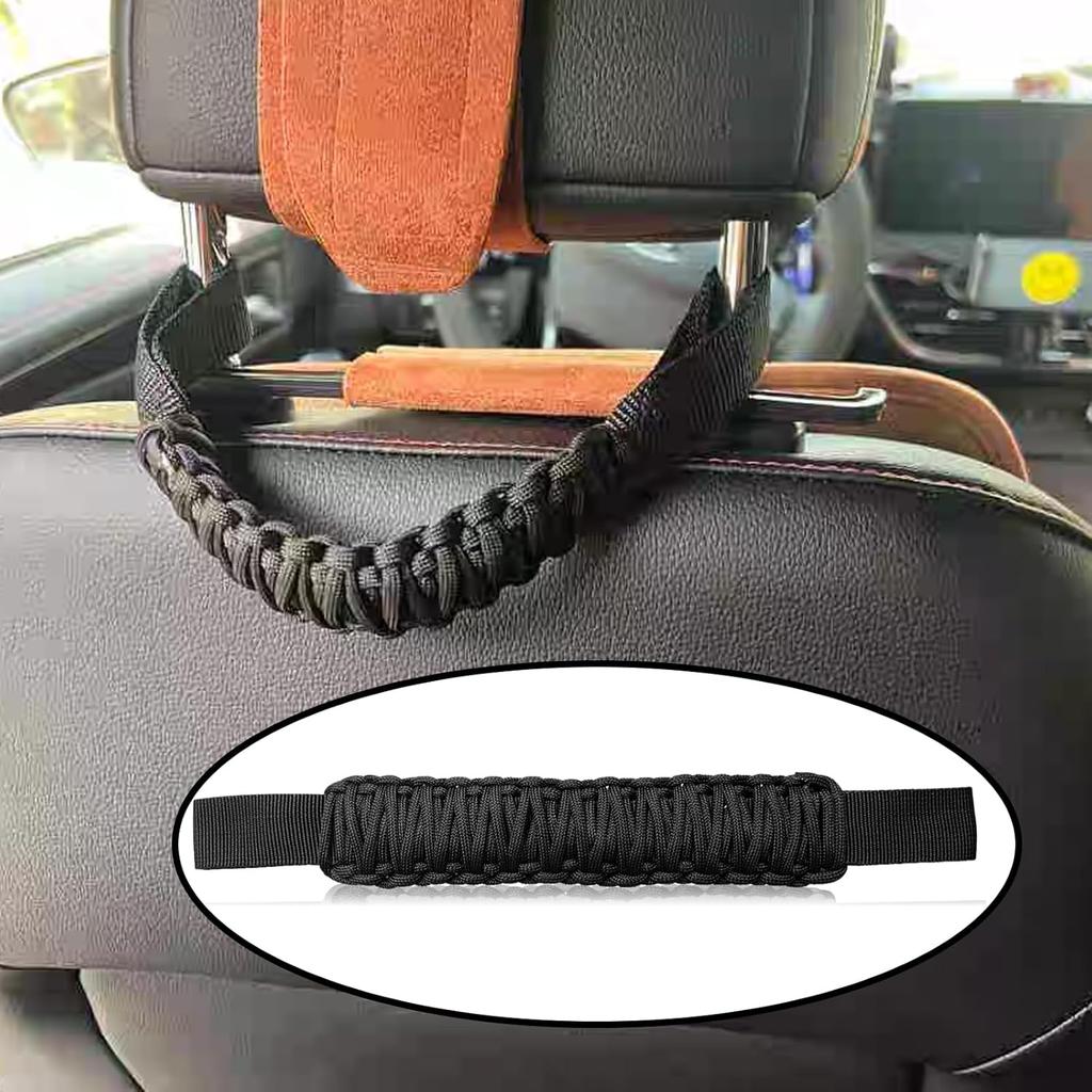 2Pcs Headrest Grab Handles, Car Front Rear Seat Back Roll Bar Grip Handles Kit, Nylon Grab Handl With Headrest Mounted, Heavy Duty Automotive