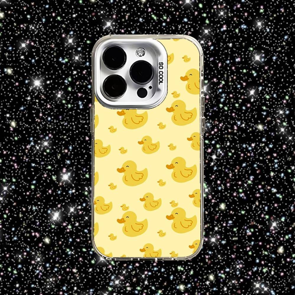 Yellow Duck Cute Phone Case For iPhone 16,15,14,13,12,11,Pro,XS,Max,Plus,Mini,SE White Candy Matte Shockproof Cover