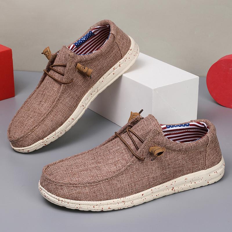 

Men Casual Canvas Shoes Mens Loafers Breathable Slip on Flats Male Vulcanized Shoes Driving Shoes Plus Size 47 Walking Sneakers 47 коричневый