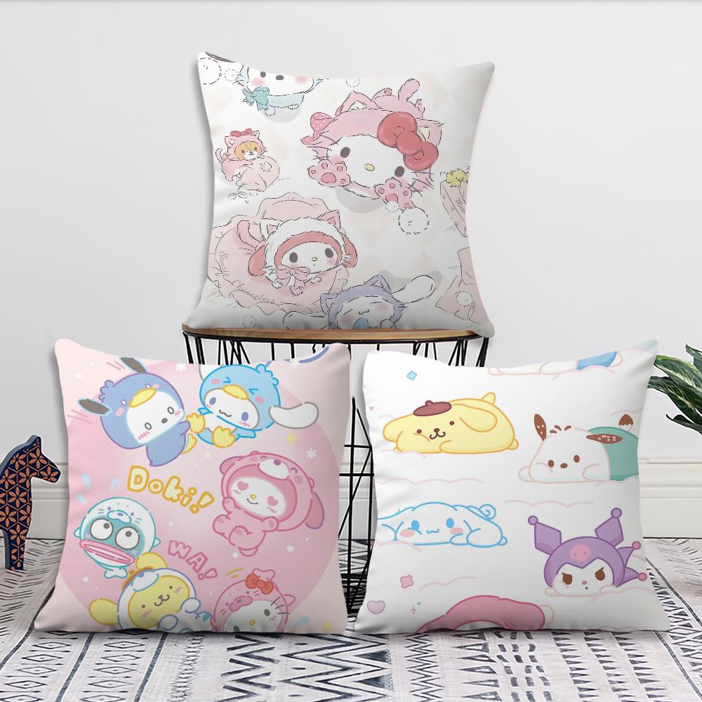 Cute S-Sanrio Friends Cushion Cover For Pillow Printing Sofa Decoration Home Car Room Coffee Shop Office Nordic Simplicity