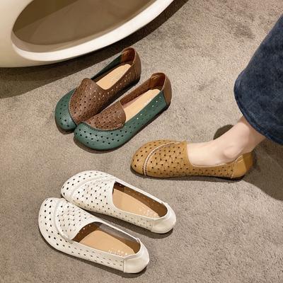 Fashion 2024 Spring Summer Women's Leather Loafers Casual Slip-On Shoes Woman Flats Soft Comfortable Female Footwear Mom Shoes