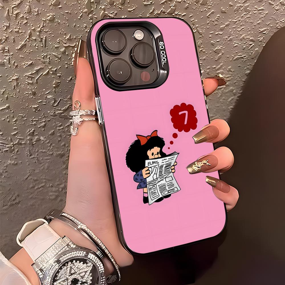 Anime M-Mafalda Phone Case For IPhone17 Air 16 15 14 Plus 13 12 11 Pro XS Max Silver Black Bumper Case