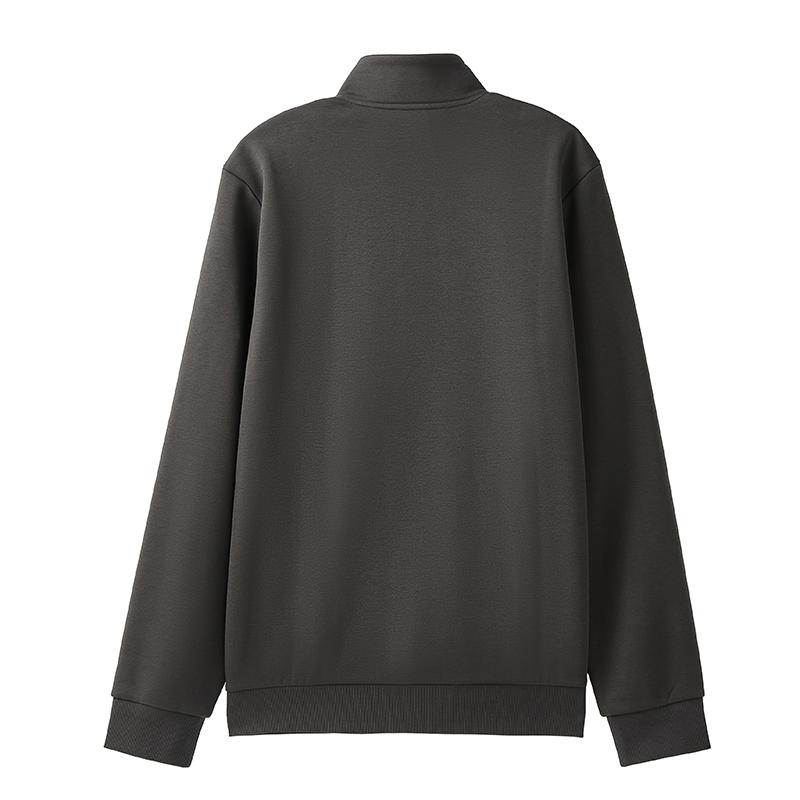 Li Ning Sweatshirts Unisex Obsidian Gray Crew Neck Moderate Cardigan AWDVG71-3