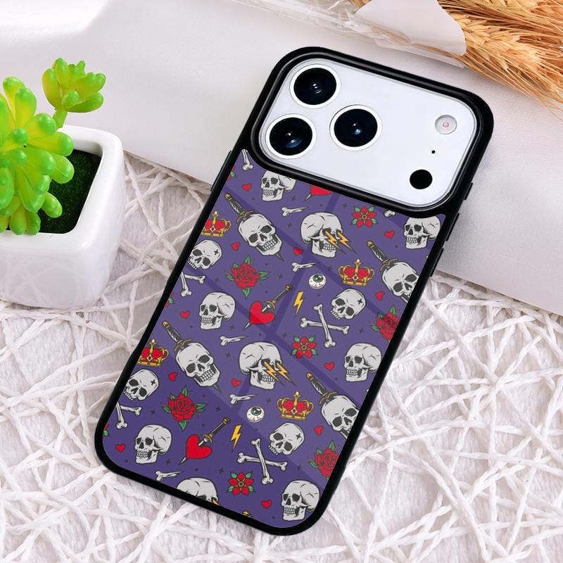 Vintage-Schädel Stoßfeste Handyhülle für iPhone 17 Air 16e 15 11 12 14 13 Pro Max Hülle Coque