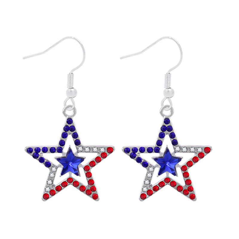 Independence Day Flag Hat, Slippers, Love Earrings, Red, White And Blue Striped Flag Earrings