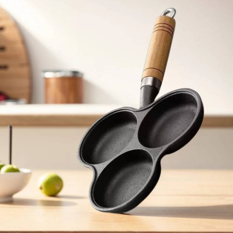 Cast Iron Hole Egg Pan Nonstick Breakfast Cooking Tool For Home Use
