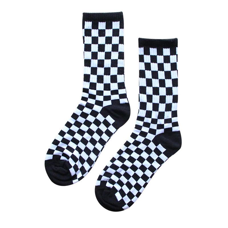 Korea Harajuku Trend Women Checkerboard Socks Geometric Checkered Socks Men Hip Hop Cotton Unisex Streetwear Novelty Socks