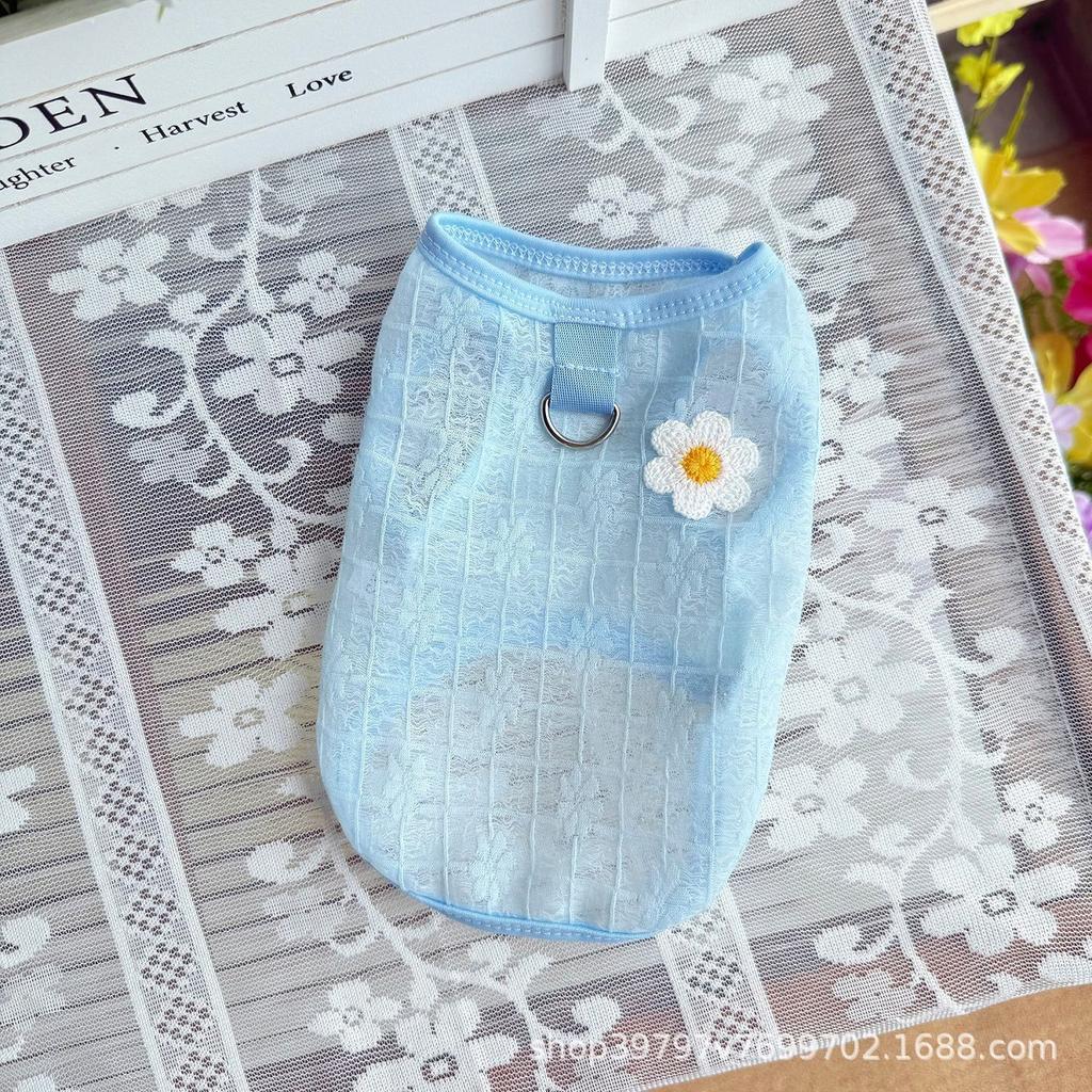 Summer mesh breathable dog cat clothes vest skirt princess style bear pet clothing