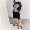 Emporio Armani SS23 Printed Panel Lace-Up Round Neck T-Shirt Women Tops Navy-Blue 6R2T7I-2J53Z-0926