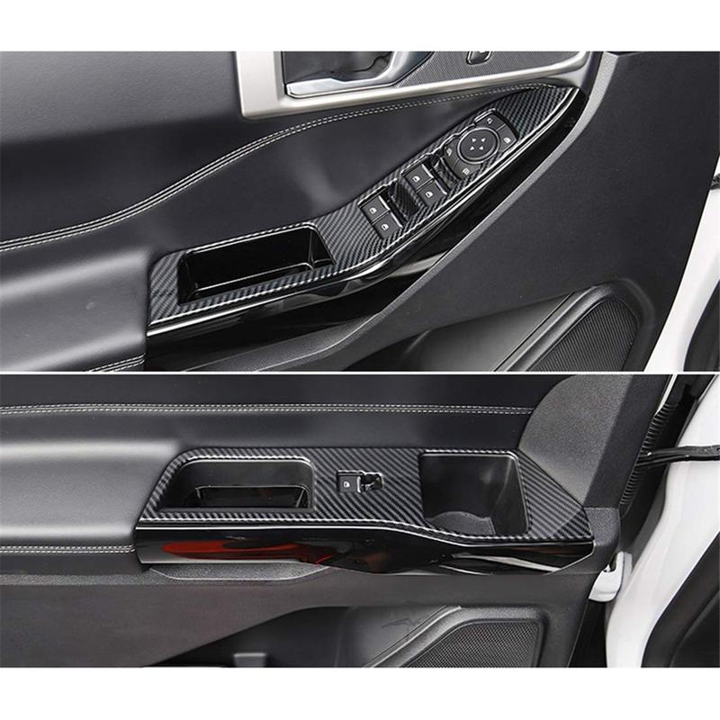 A87Q-Car Door Window Lift Panel Cover Trim Carbon Fiber for Ford Explorer Interior Accessories