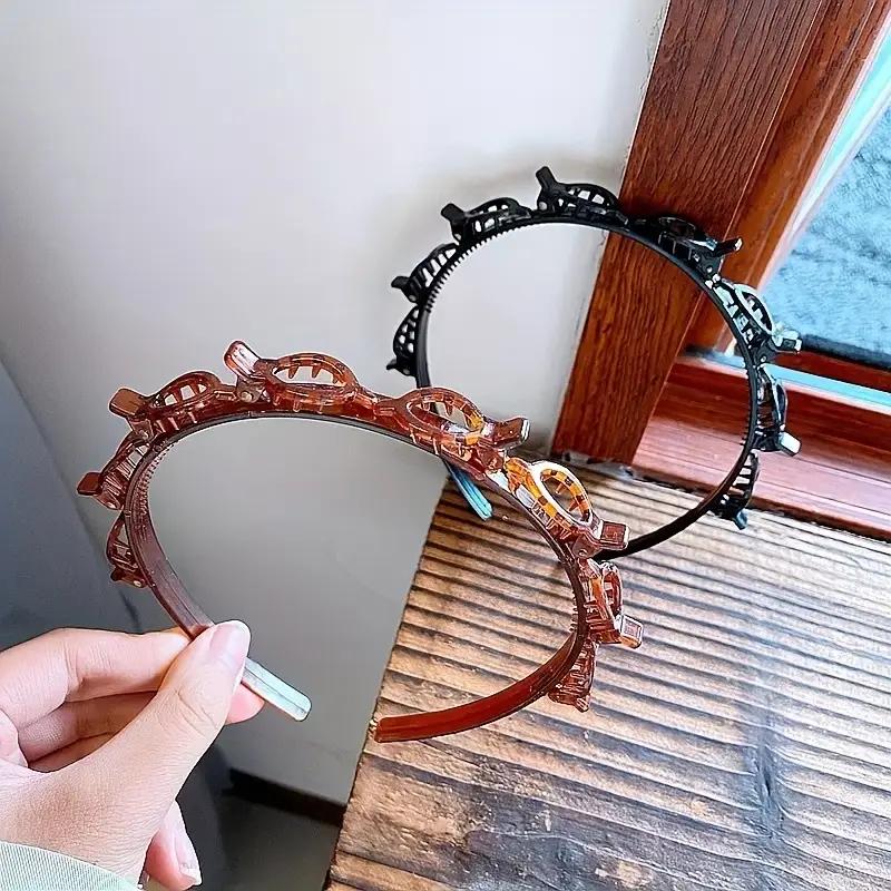 Retro Braided Headband Small Clip Clip Bangs Fixed Artifact Multi-layer Hollow Braided Headband Net Celebrity Hairpin Top Clip Hairpin