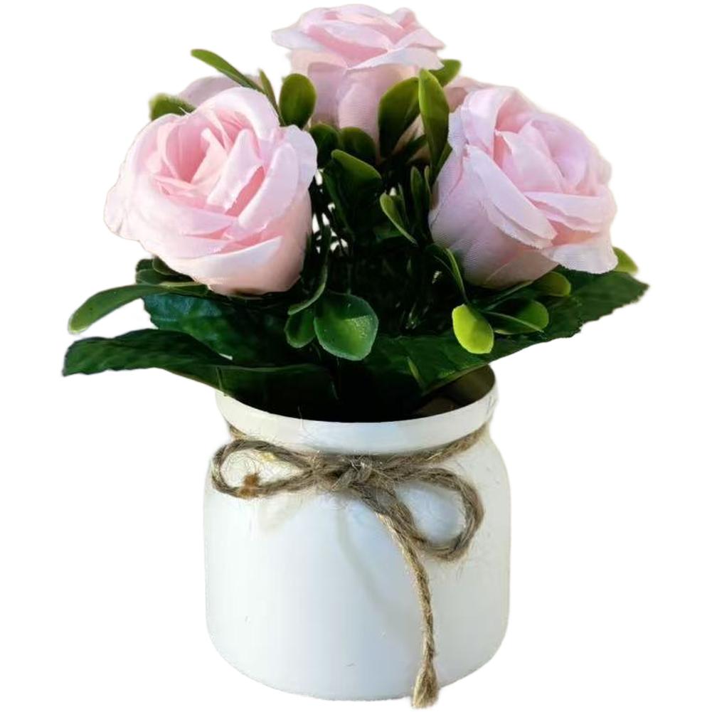 

Artificial Rose Silk Cloth Construction Plastic Stems розовый