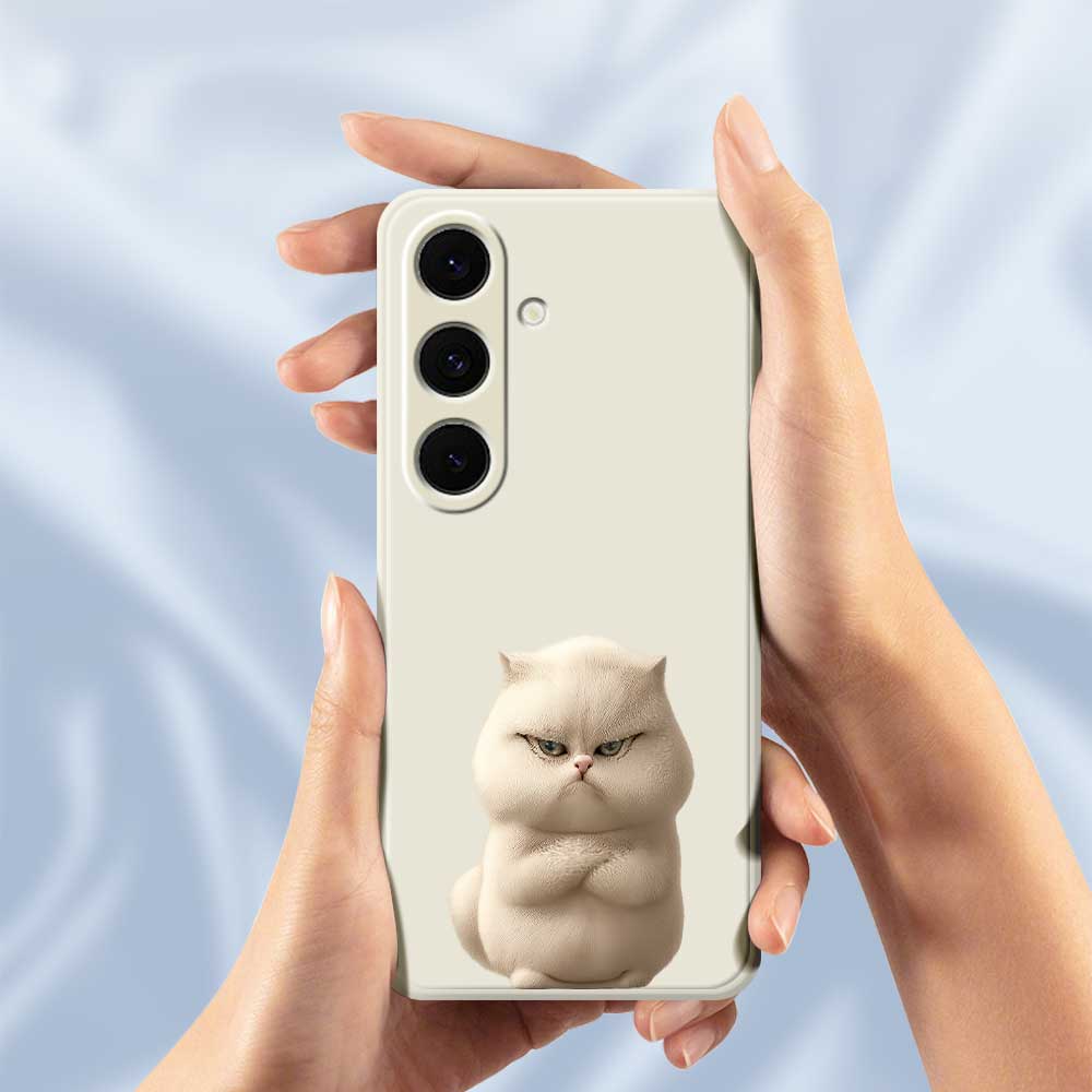 For Samsung Galaxy S24 FE Case Angry Cat Pattern Printing Straight Edge TPU Phone Back Cover