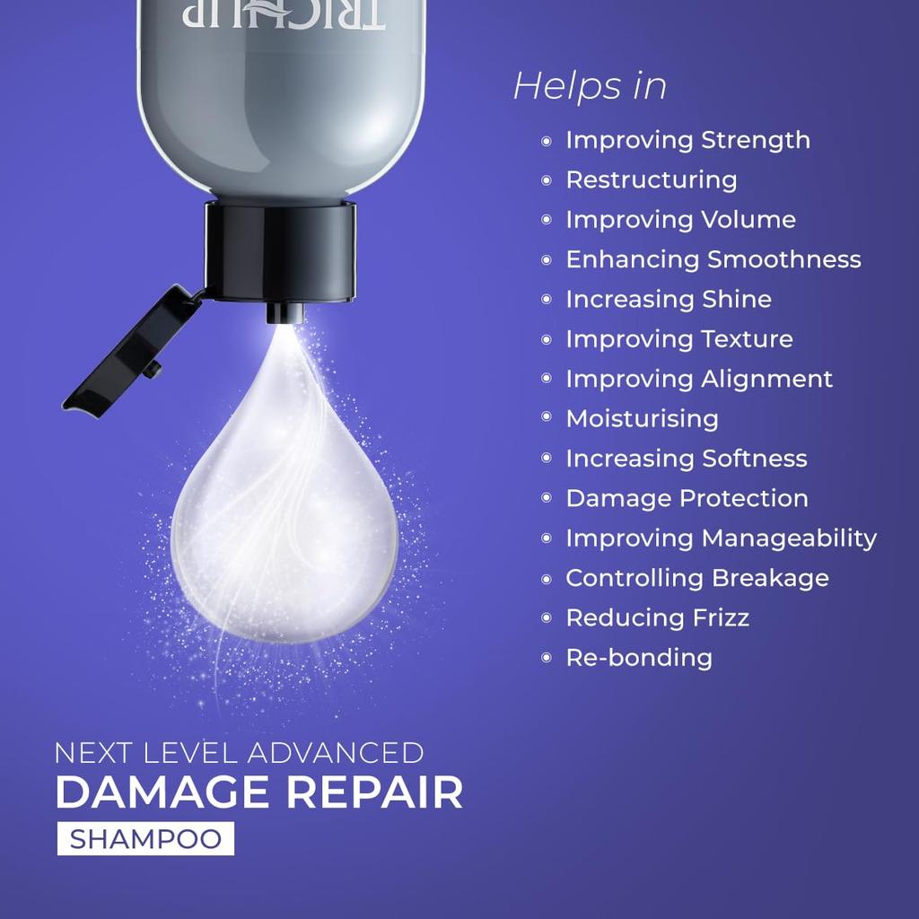 Trichup Pro Damage Repair Shampoo 300 ml Pack For Dry Frizzy Hair, Instant Smoothing, Nourishing, Frizz Control, Dual Action Rebonding