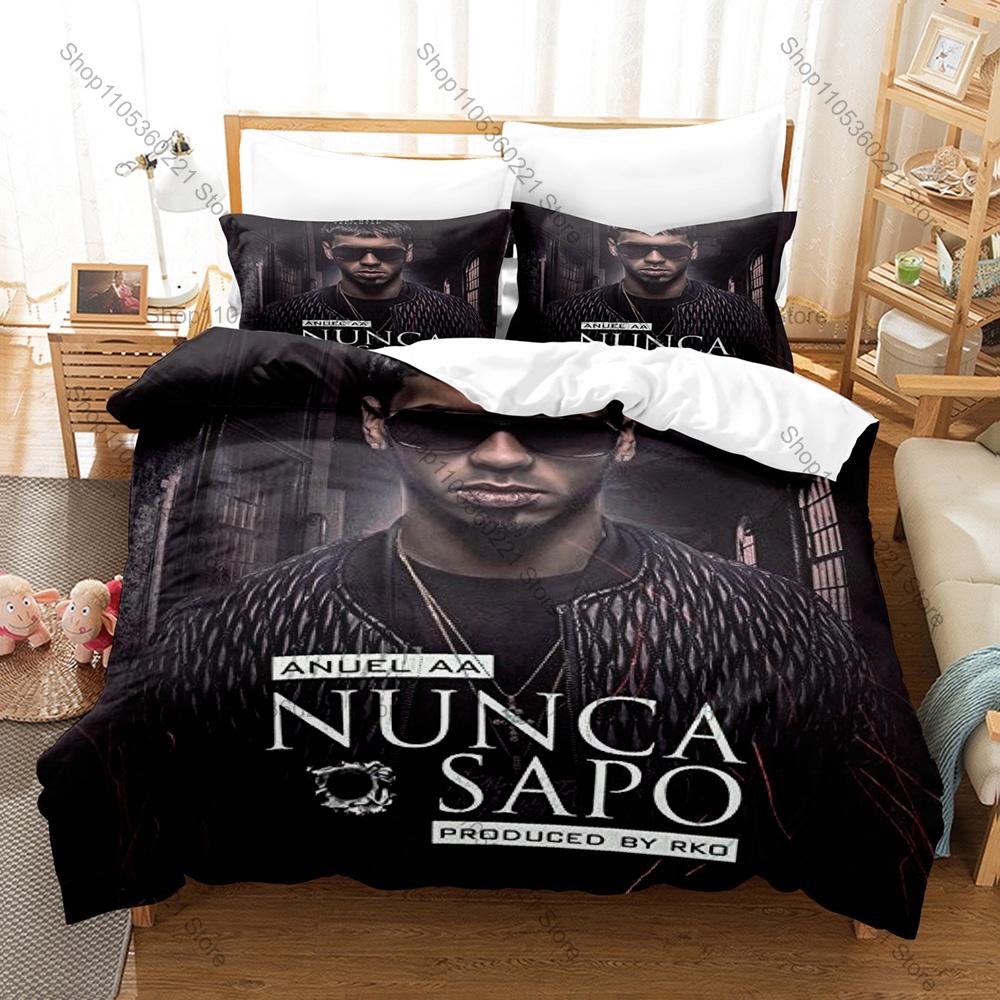 Personality Rapper Anuel AA Bedding Set New Real Hasta La Muerte Printed Brushed Microfiber Duvet Cover Pillowcase For Fans Bedr