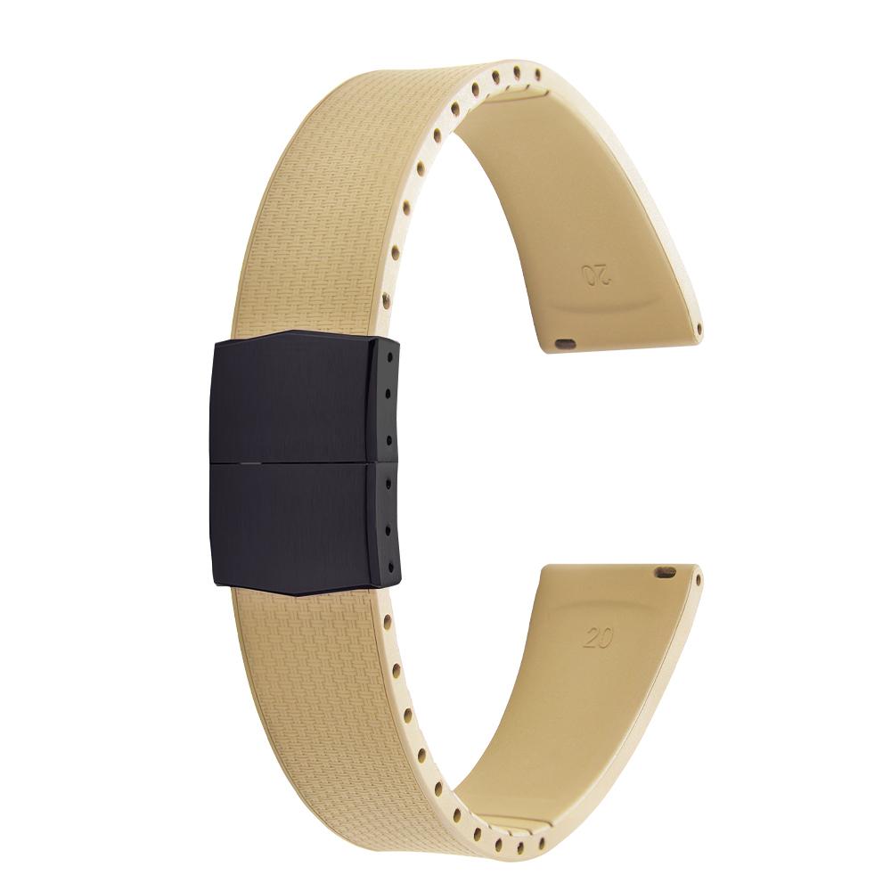 20mm Delugs CTS FKM Gummi Uhrenarmbänder mit 4 Farben Schmetterlingsschließe Einzigartige Textur Schnellverschluss Uhrenarmband für Markenuhr