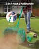 Compost Spreader, 24 In Wide Peat Moss Spreader with Push/Tow Handle, 4 Heights Adjustable, Powder-Coated Steel Garden Peat Moss Roller, Heavy Duty