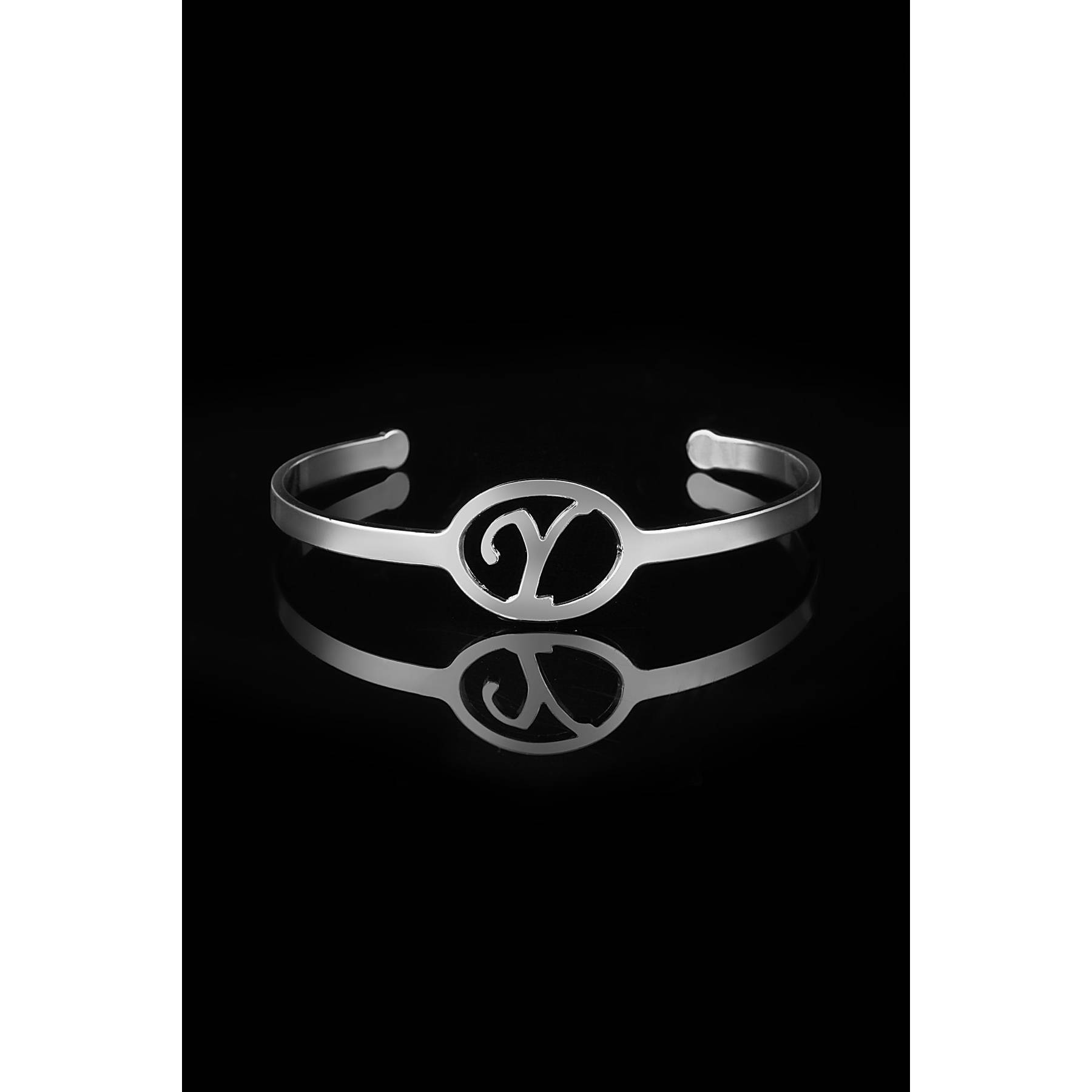 

Steel Silver Women s Letter Y Cuff Bracelet