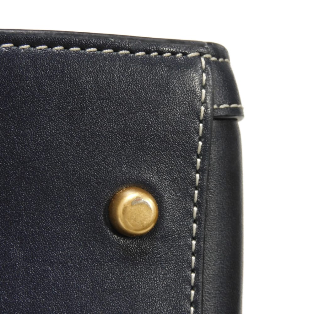 Used Walker Large Canvas Satchel (10833) and Navy Calfskin 2-Way Shoulder Bag (7924) with Double T Logo in Natural,