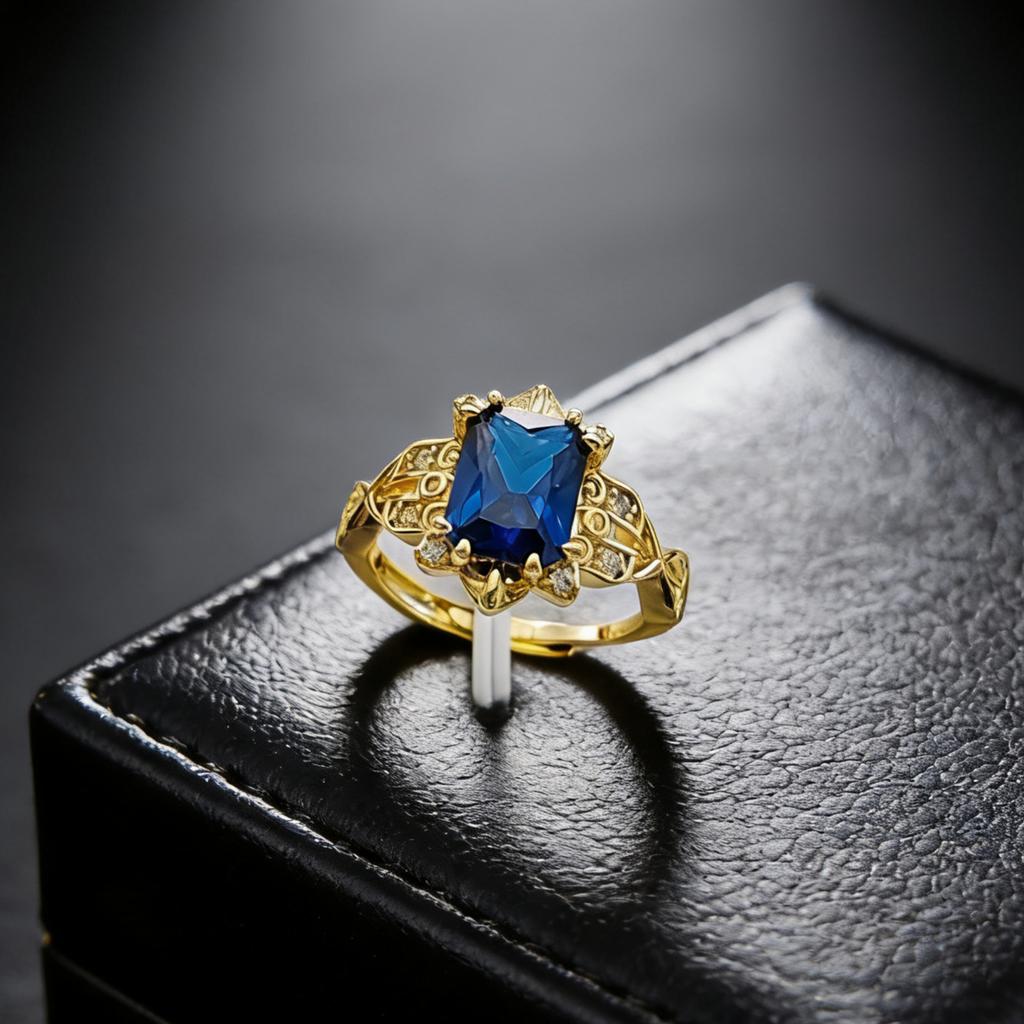 Jewelry Imitation Emerald Ruby Open Ring Rectangle High Carbon Diamond Color Treasure Women's Ring