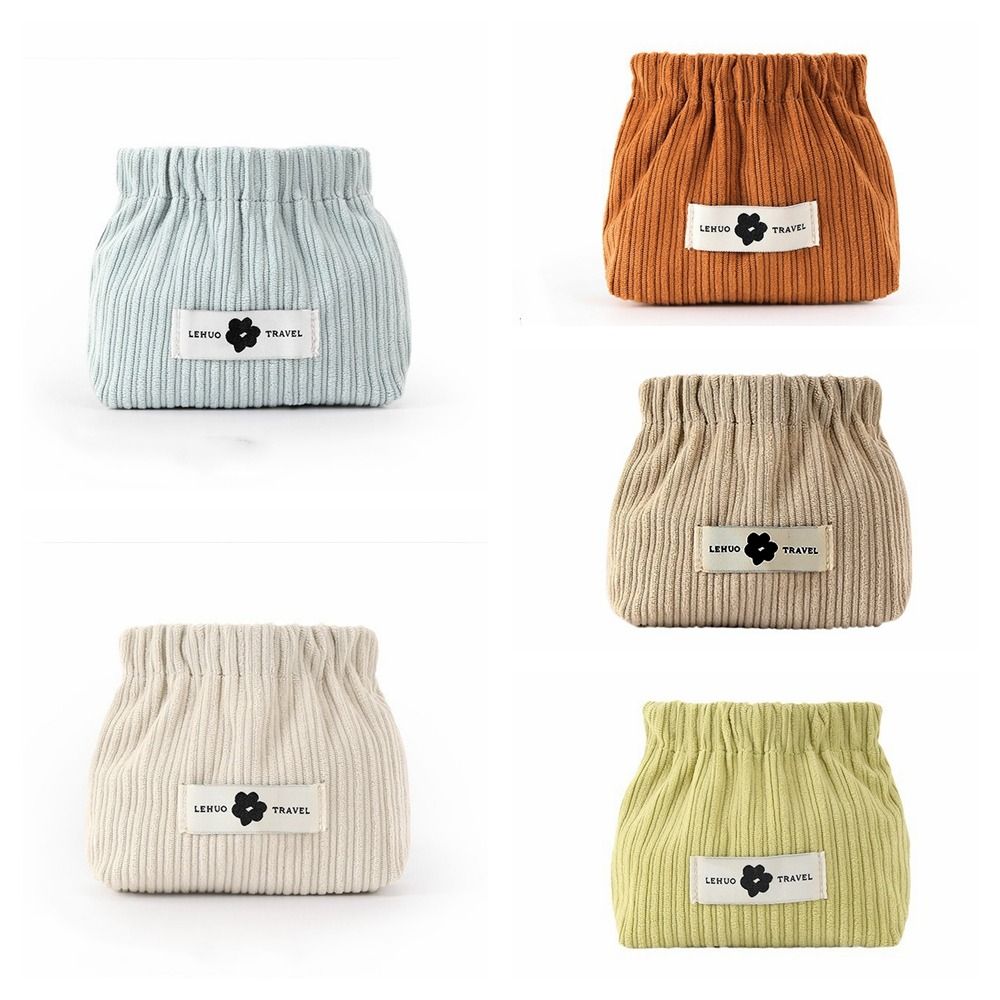 Corduroy Mini Cosmetic Bag Makeup Bag Leaf Spring Bag Portable Lipstick Storage Bag  Travel