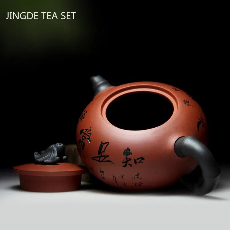 350ml Exquisite Yixing Lila Ton Teekanne Handgefertigt Roh Erz Schönheitstopf Haushalt Zisha Teezubereiter Chinesische Teezeremonie Zubehör