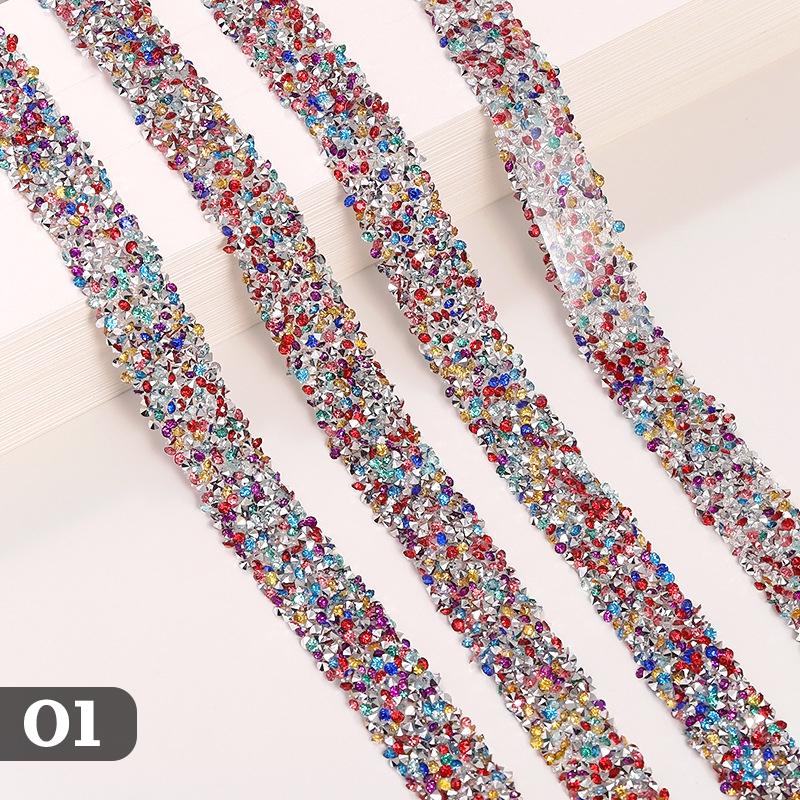 10m Rhinestone Trim Crystal Motif Hot Fix Rhinestone Tape Iron On Applique for DIY Dress Wedding Clothing Bag Shoes Accessories