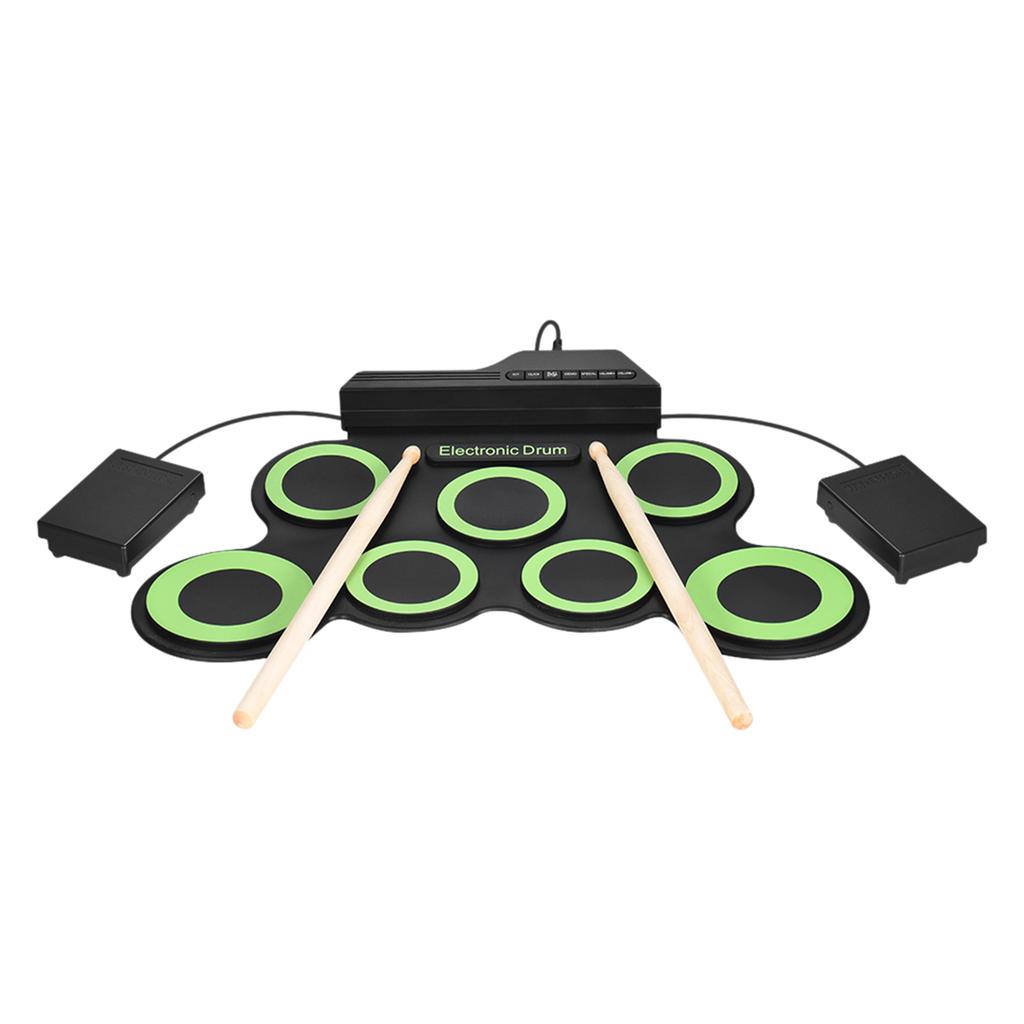 Tragbares digitales elektronisches Roll-Up-Drum-Set in kompakter Größe, 7 Silikon-Drum-Pads, Stromversorgung über USB