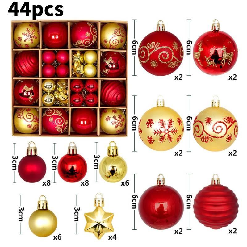Charming 44 Piece Decorative Christmas Balls In Unique Shapes For Elegant Holiday Display