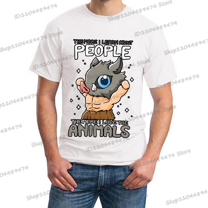 

Demon Slayer Kimetsu No Yaiba Funny T-Shirt Hashibira Inosuke Men Women Cartoon Tees Short Sleeve Y2K Tops Anime Tshirts S