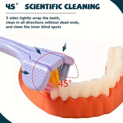 1pc Soft Bristle 3-sided Toothbrush Gentle Clean Adult Teeth Brush for Complete Gum Care Autism Sensory Design Oral Health Tool