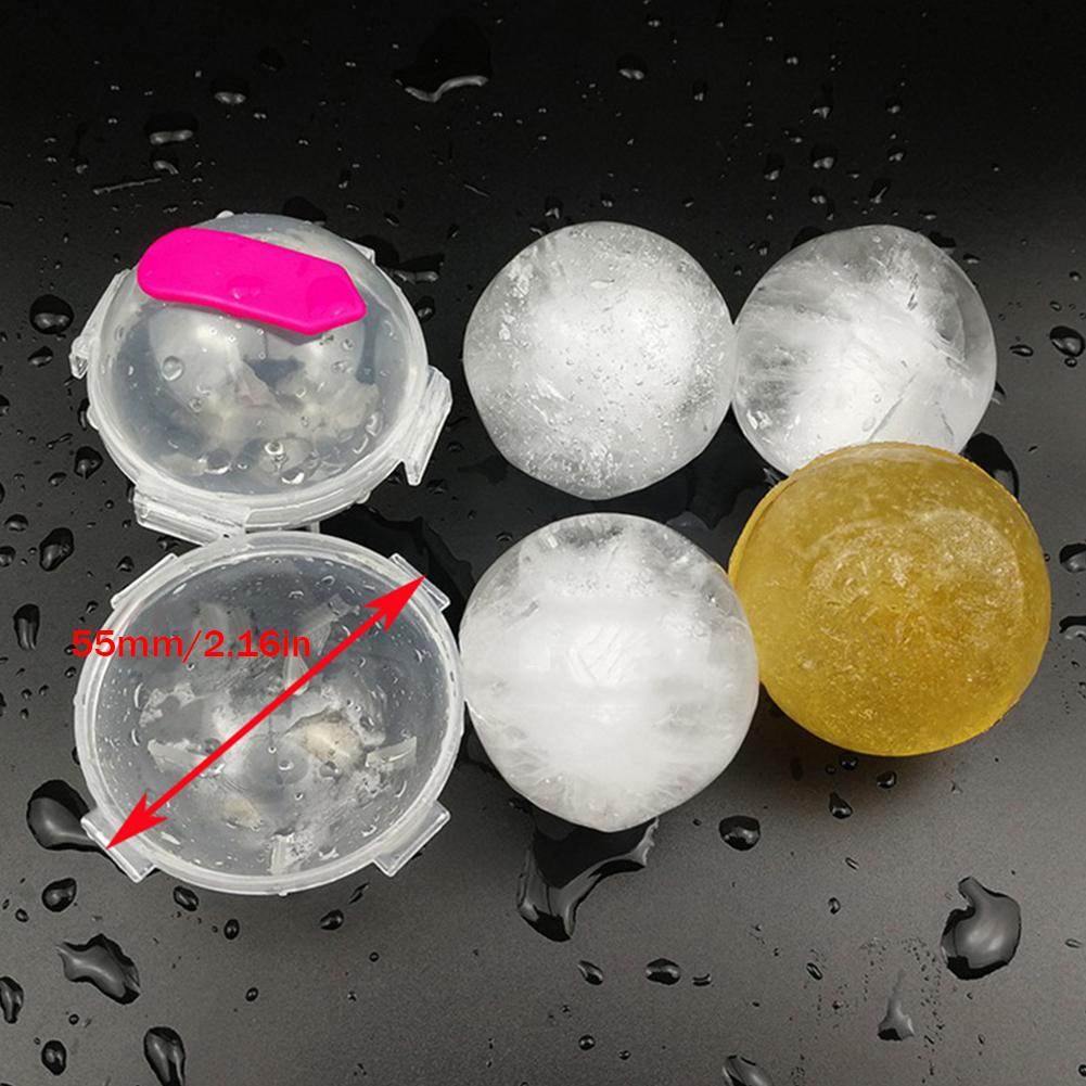 4pcs Ice Ball Mold Reusable Round Ice Cube Tray Kitchen Tool Random Color (L)