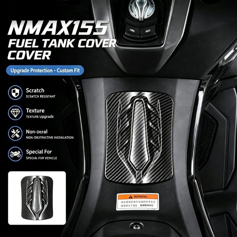 Motorcycle Tank Trim Accent Panel for the Fuel Cover Zone, Carbon Pattern Finish for NMAX155 2020-2024, Shaped Part for