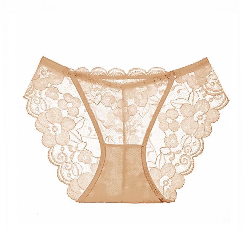 Luxury Women‘s Underwear Sexy Lace Transparent Temptation Briefs Low Waist Hip Hollow T Trousers