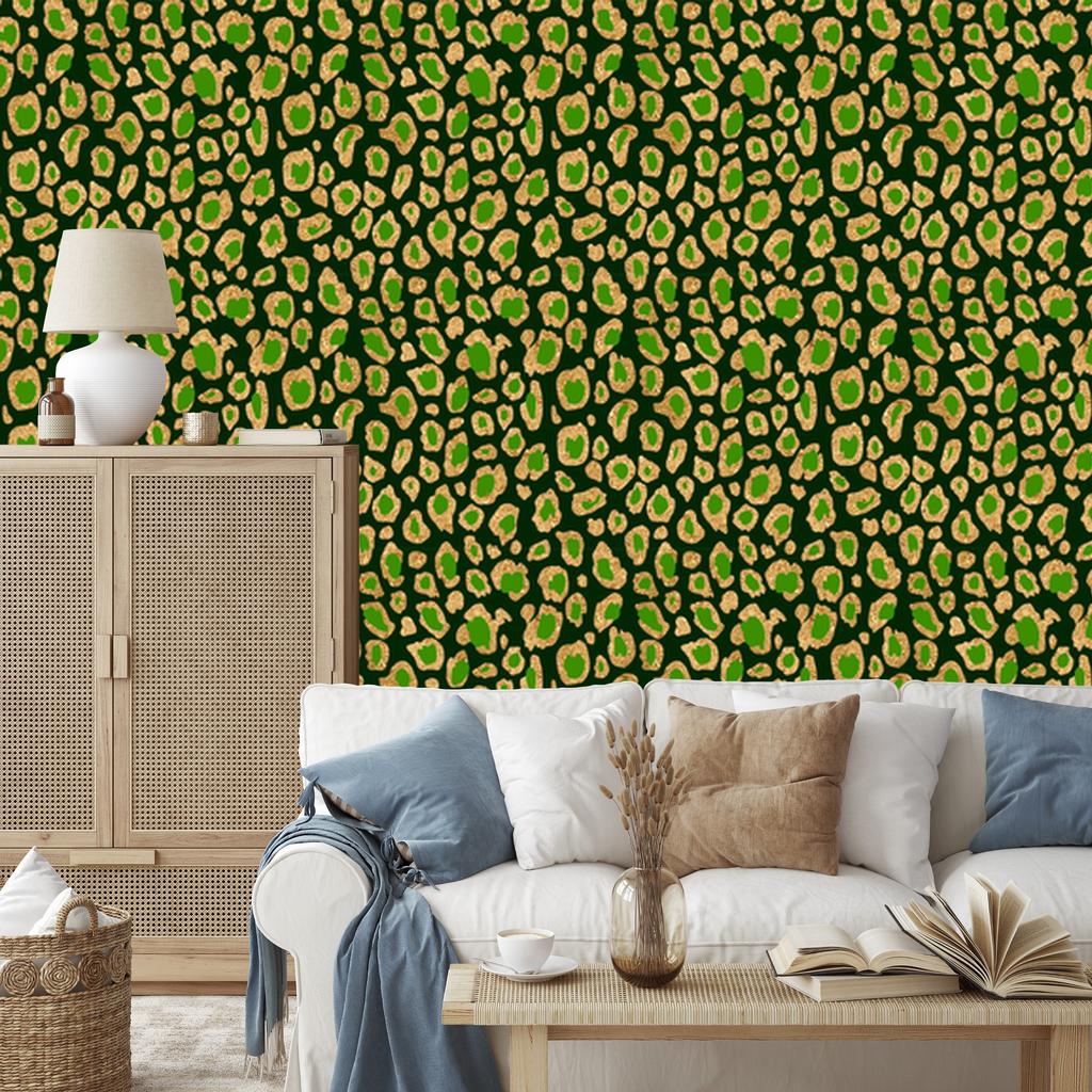 Green Leather Yellow and Bottle Green Wallpaper for Living Room and Bedroom 50x1000