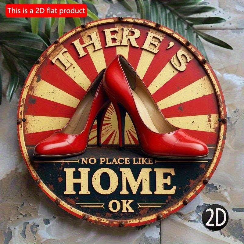 2d Flat 20*20cm Circular Wooden Sign, No Place Like A Home Logo, Unique, Durable, Easy To Hang Wooden Decoration, Suitable for Bedrooms, Kitchens